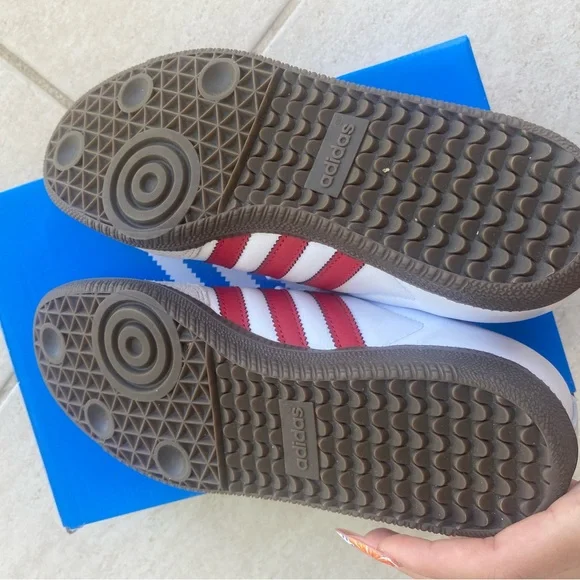 Adidas Samba White and Red Sneakers size 6.5 - Picture 5 of 9